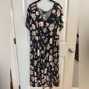 torrid Black Floral Maxi Dress with Cream & Blush Blooms